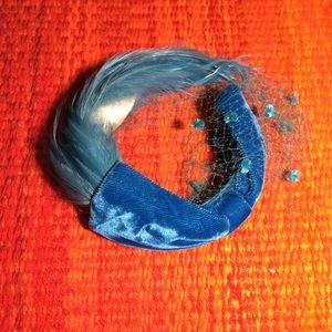 Authentic Vintage Blue Feathered Hat